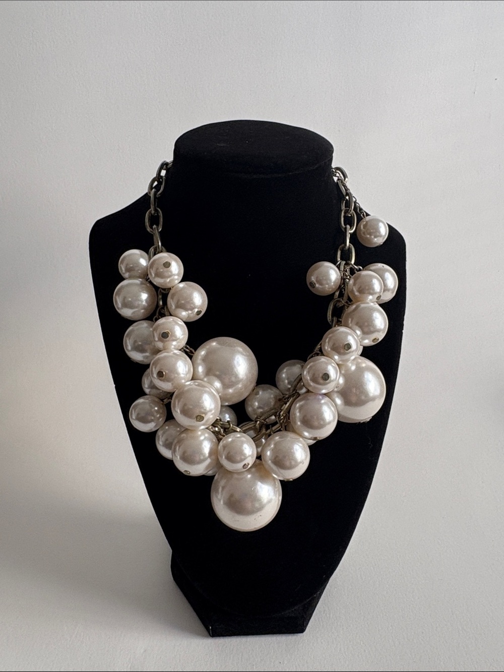 Express Ivory Oversized Pearl Cluster Statement Necklace Chunky Jewelry